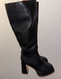Faux Leather Platform Knee High Boot For Women