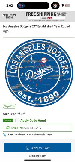 Los Angeles Dodgers 24'' Established Year Round Sign