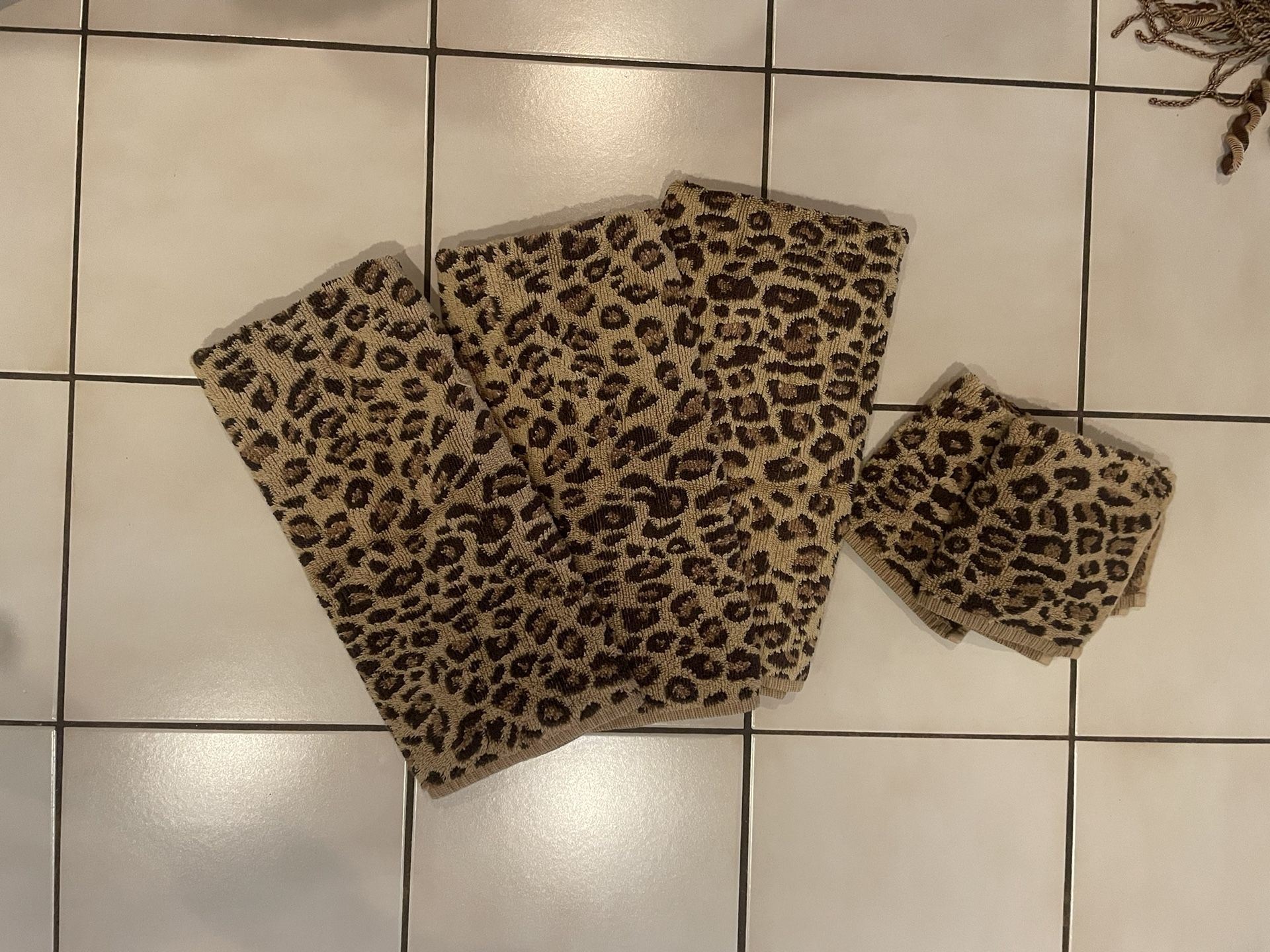 Pottery Barn Leopard Cheetah Print Towels And Wash Cloths