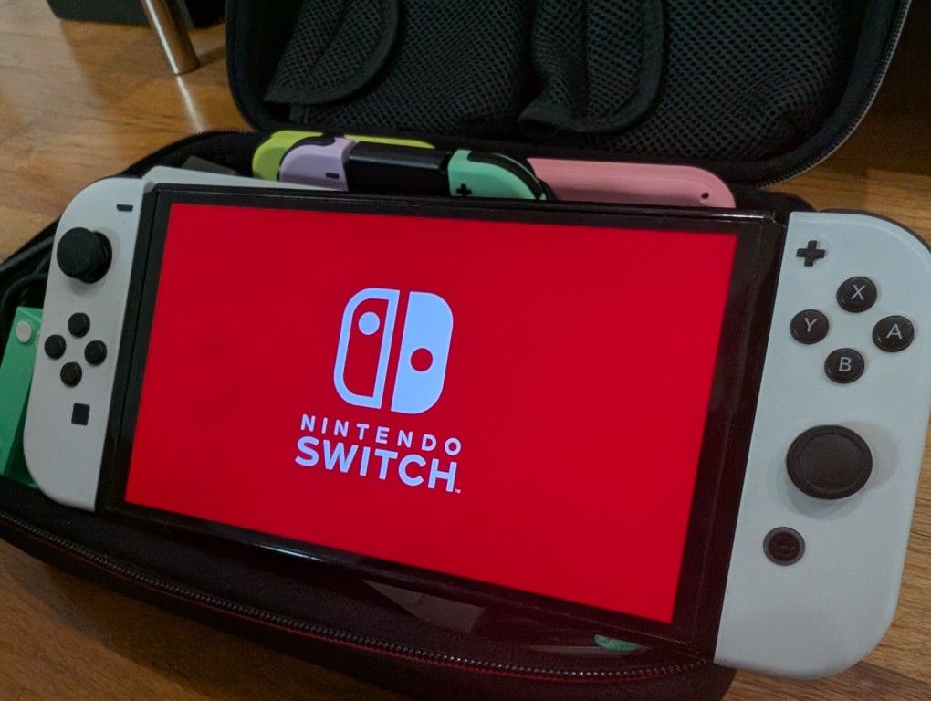 Nintendo Switch OLED, Dock, Large Travel Case, Joycon Charger Dock Attachment 