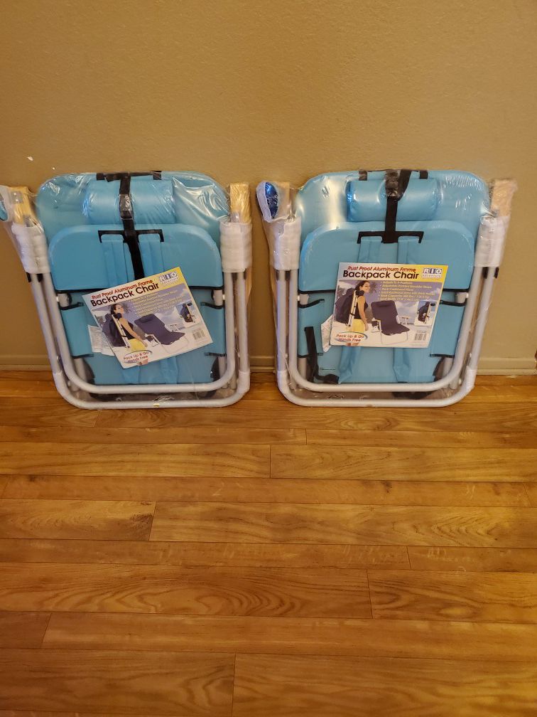 Set of 2 Rio Adventure Backpack Chair Light Blue-New