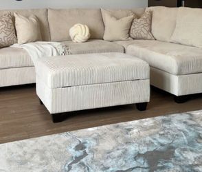 Cream Courderoy Sectional