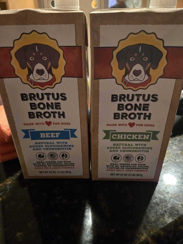 Brutus Broth Bone Broth Beef Flavor Hip & Joint + Bone Broth Chicken Flavor Hip & Joint Dog Food Topper