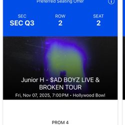 Selling Junior H Tickets For Nov 7 