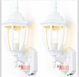 2 Pack Outdoor Motion Sensor Porch Lights White