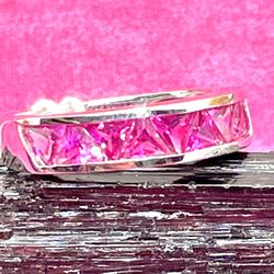 New Sterling Pink Sapphire Ring Sz 9