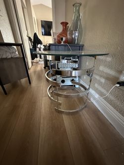 Glass chrome table