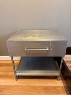Industrial Metal Nightstand (Set of 2) – Brushed Steel
