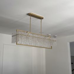 Modern Gold Linear Glass Chandelier