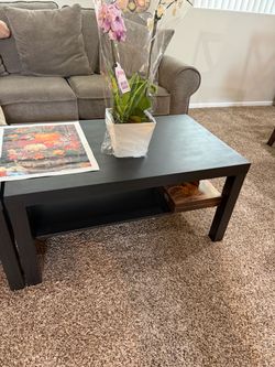 Black Coffee Table with Lower Shelf