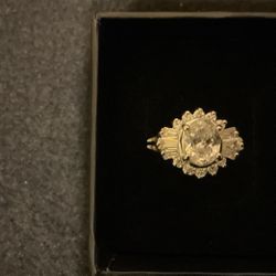 Silver Plated Ring With Crystal & CZ…Size 6