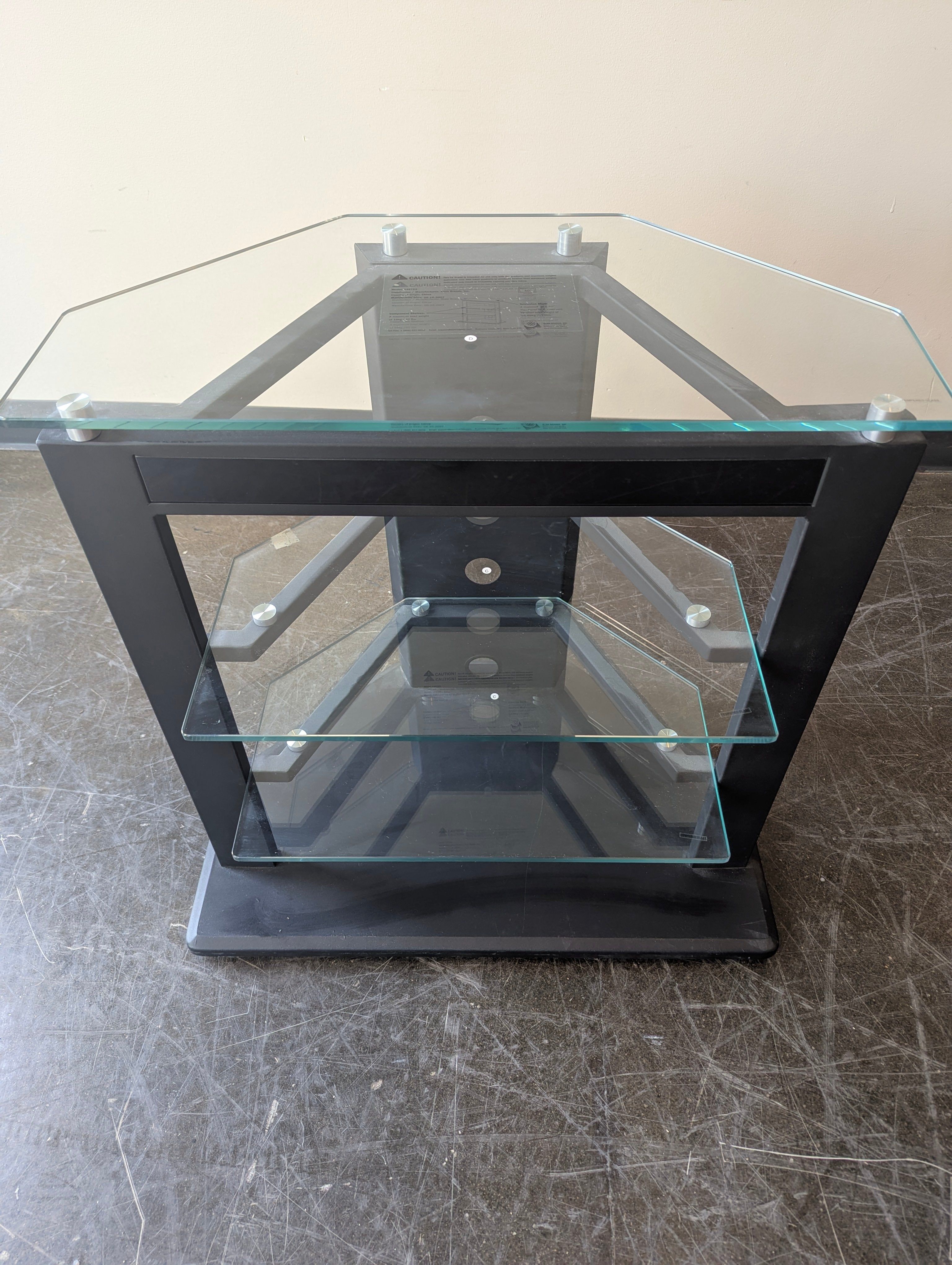 Contemporary Corner Glass Media Stand