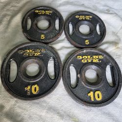 2 x 10  &  2 x 5 OLYMPIC WEIGHT PLATES
