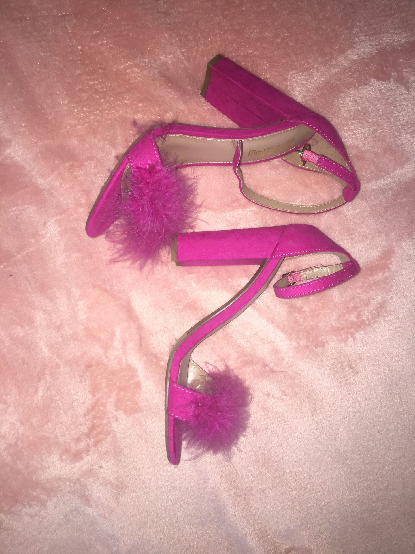 Hot Pink High Furry Toes High Heels