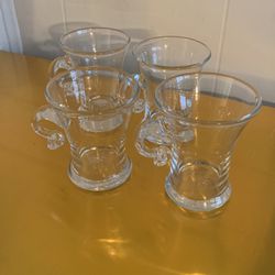 Hand Blown Glass 4- Mug Set.      ON SALE NOW 