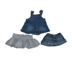 Build-A-Bear Play Dress Up Changing Clothes Skirt Bottoms & Denim Overalls Lot