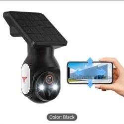 Solar Security Camera , Wi-Fi, Audio Night Vision, Waterproof Outdoor AI Body Detection, PTZ 355°