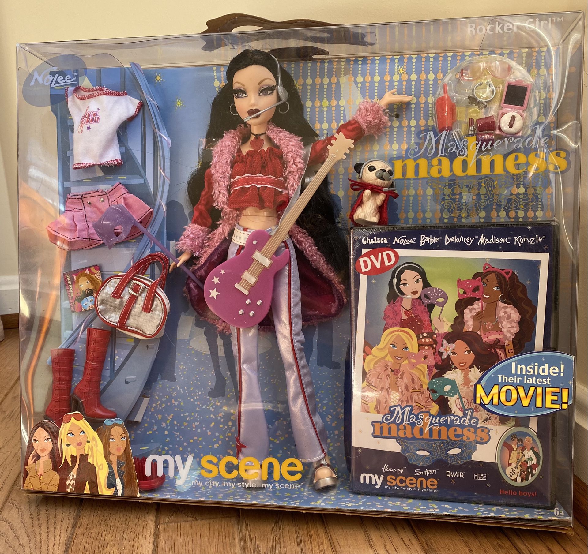 RARE 2004 VINTAGE FIGURES MY SCENE "MASQURADE MADNESS" ROCKER GIRL NOLEE DOLL + DVD ENGLISH edition by Mattel ! Barbie dolls collection