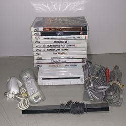 Nintendo Wii RVL-001 Console Bundle w/ Controller Accessories & 10 Games Tested