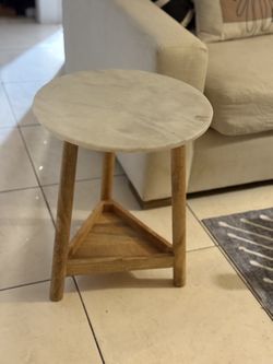 Marble And Wood Accent Table