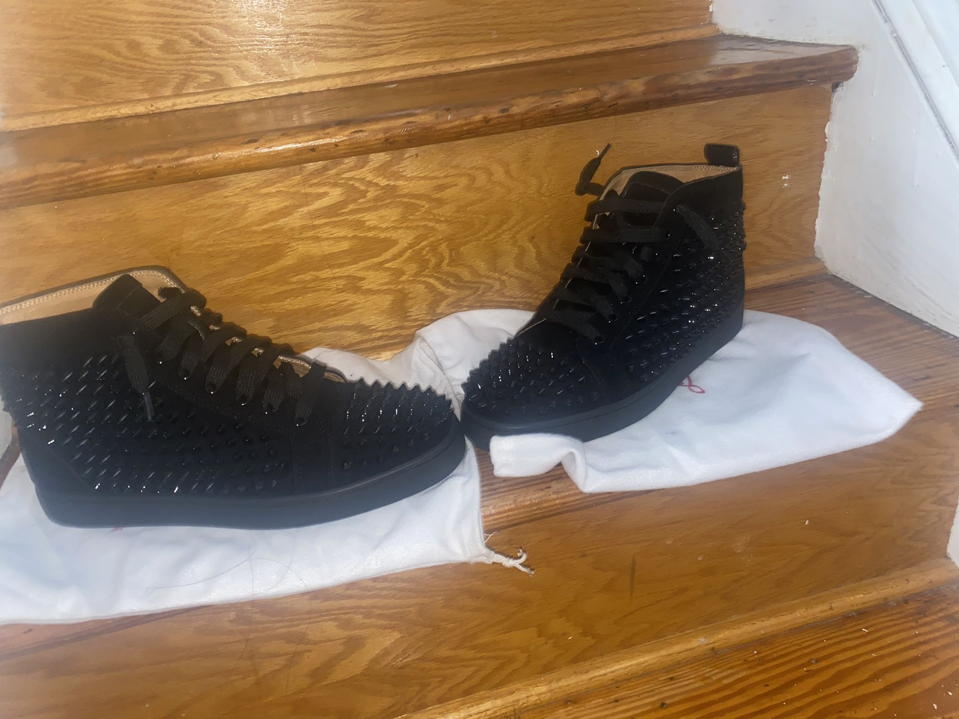 Christian louboutin Men Red Bottoms Black W Spikes Size