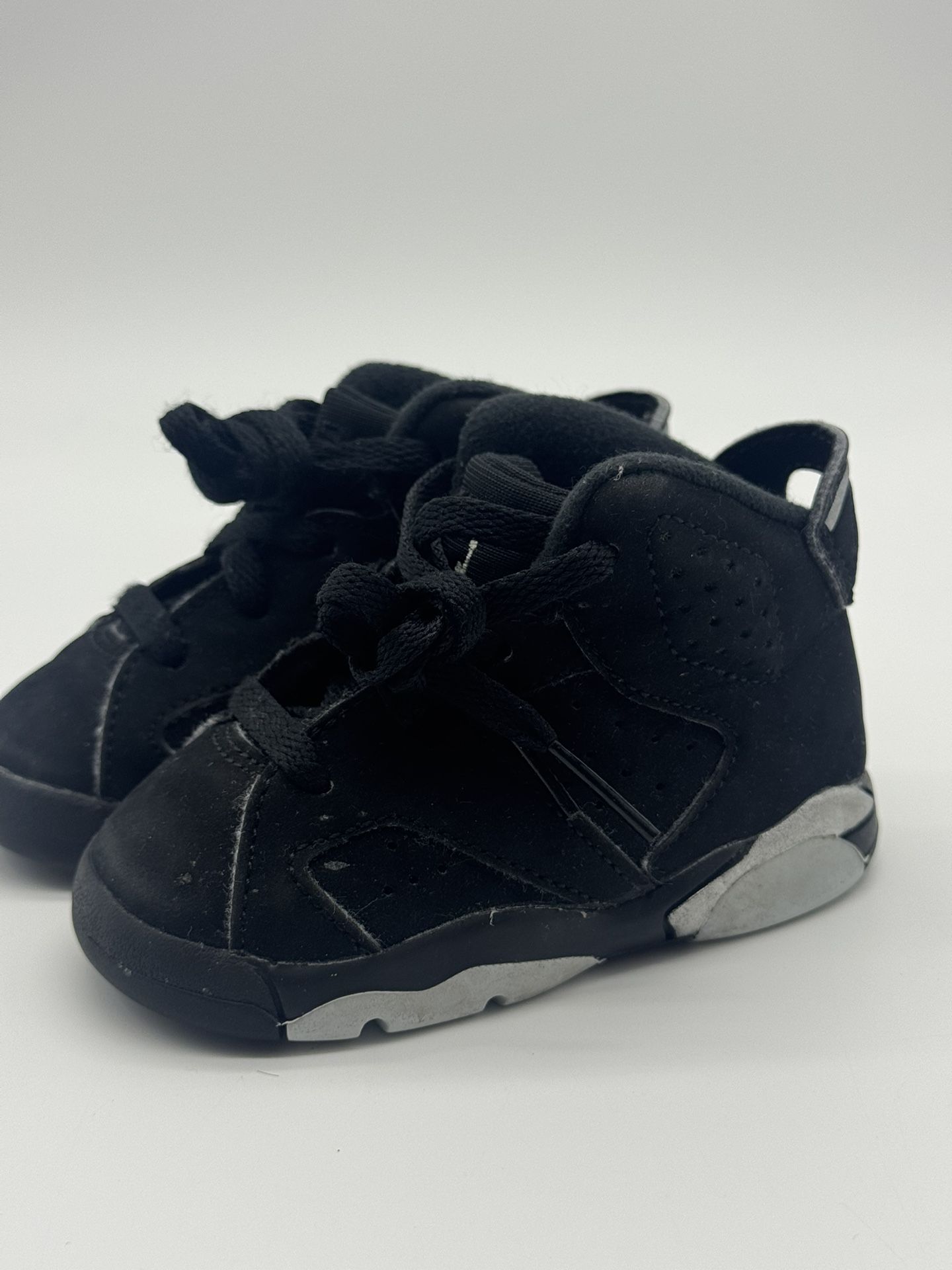 Nike Air Jordan 6 Retro TD Chrome Black Suede DX6179-001 Toddler Size 4C