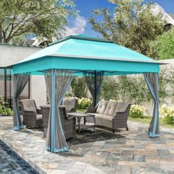 11 ft. x 11 ft. Outdoor Pop Up Canopy Tent with Mosquito Netting and Storage Bag