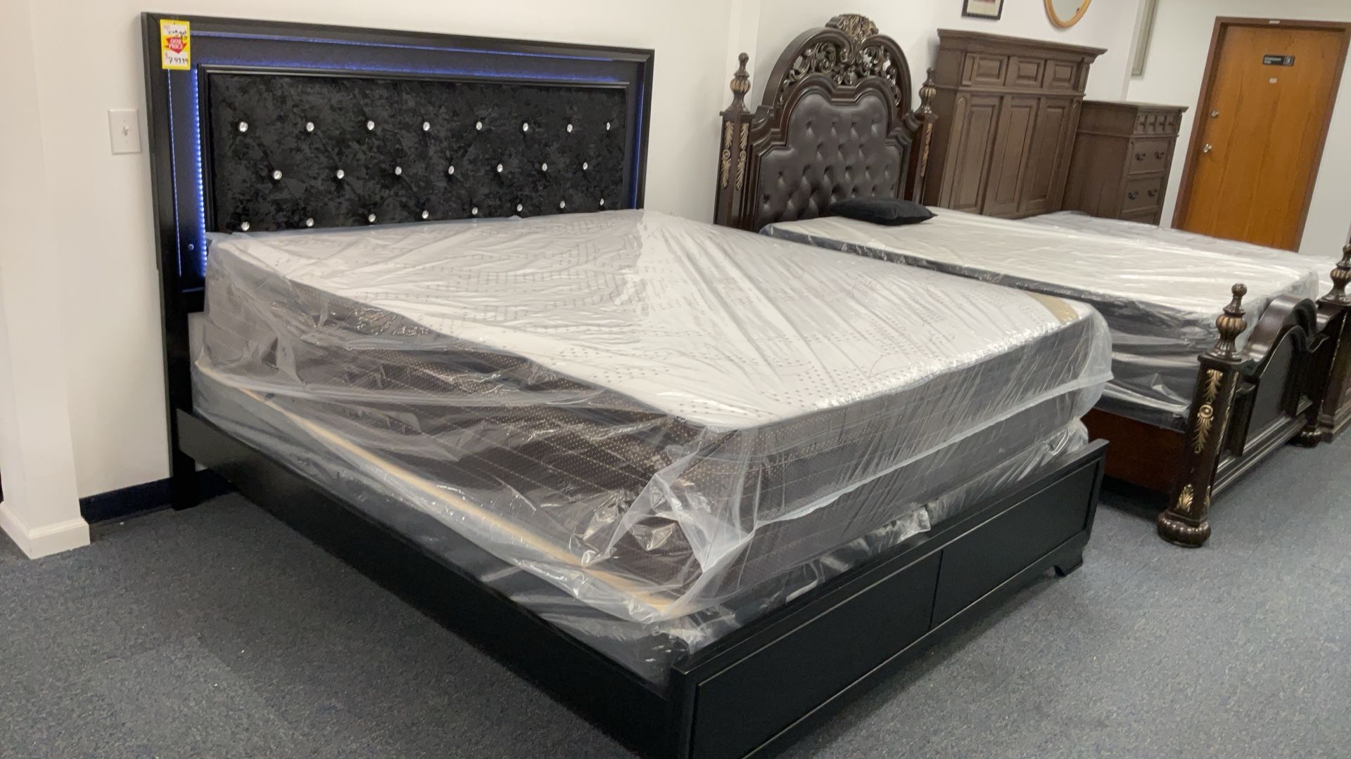 Black Soft Tufted With LED Lights Bed $799.99