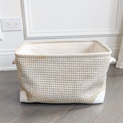 Storage Basket - Cream and White, 10" x 14" x 8.5"
