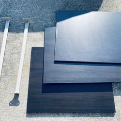 (3) 28” IKEA Wood Shelves & 2 Clothing Hooks for Pax Wardrobe System Black Brown