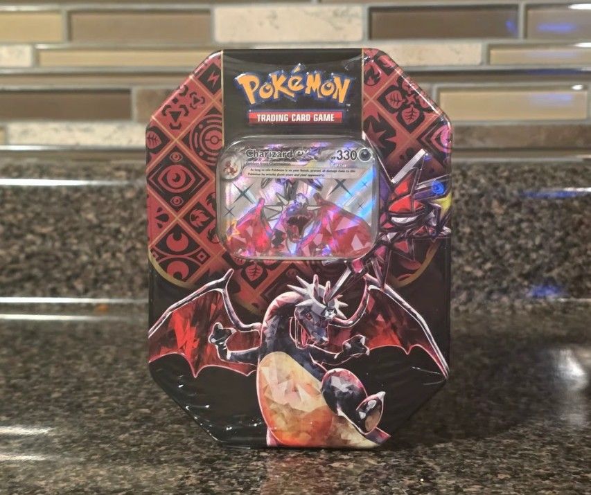 Paldean Fates Charizard ex Tin Sealed 4 Packs & Promo