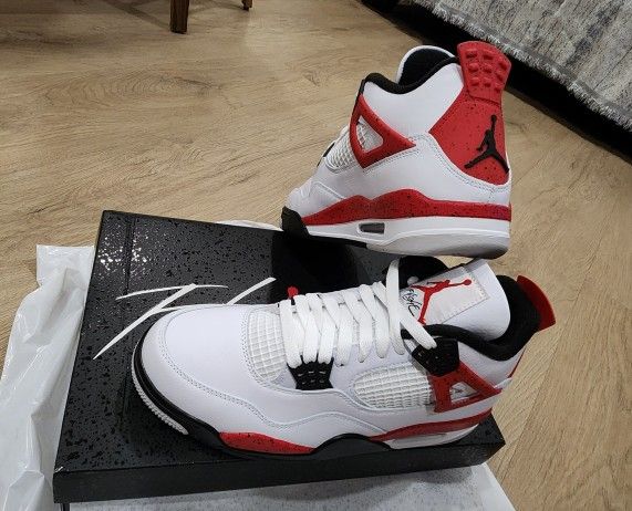 Mjs 4 White, Fire Red-Black, Size 8 Men