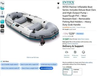 INTEX Mariner 3 Inflatable Boat Set: Includes Deluxe 54in Boat Oars and High-Output Pump