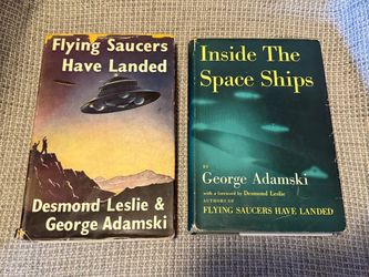 George Adamski Inside the Space Ships & Flying Saucers Have Landed 1st Editions BOTH SIGNED HC -RARE