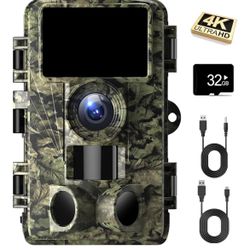 Brand New Trail Camera - 4K 48MP Game Camera with Night Vision, 0.05s Trigger Motion Activated Camera, IP66 Waterproof, 130 Wide-Angle No Glow Infrare