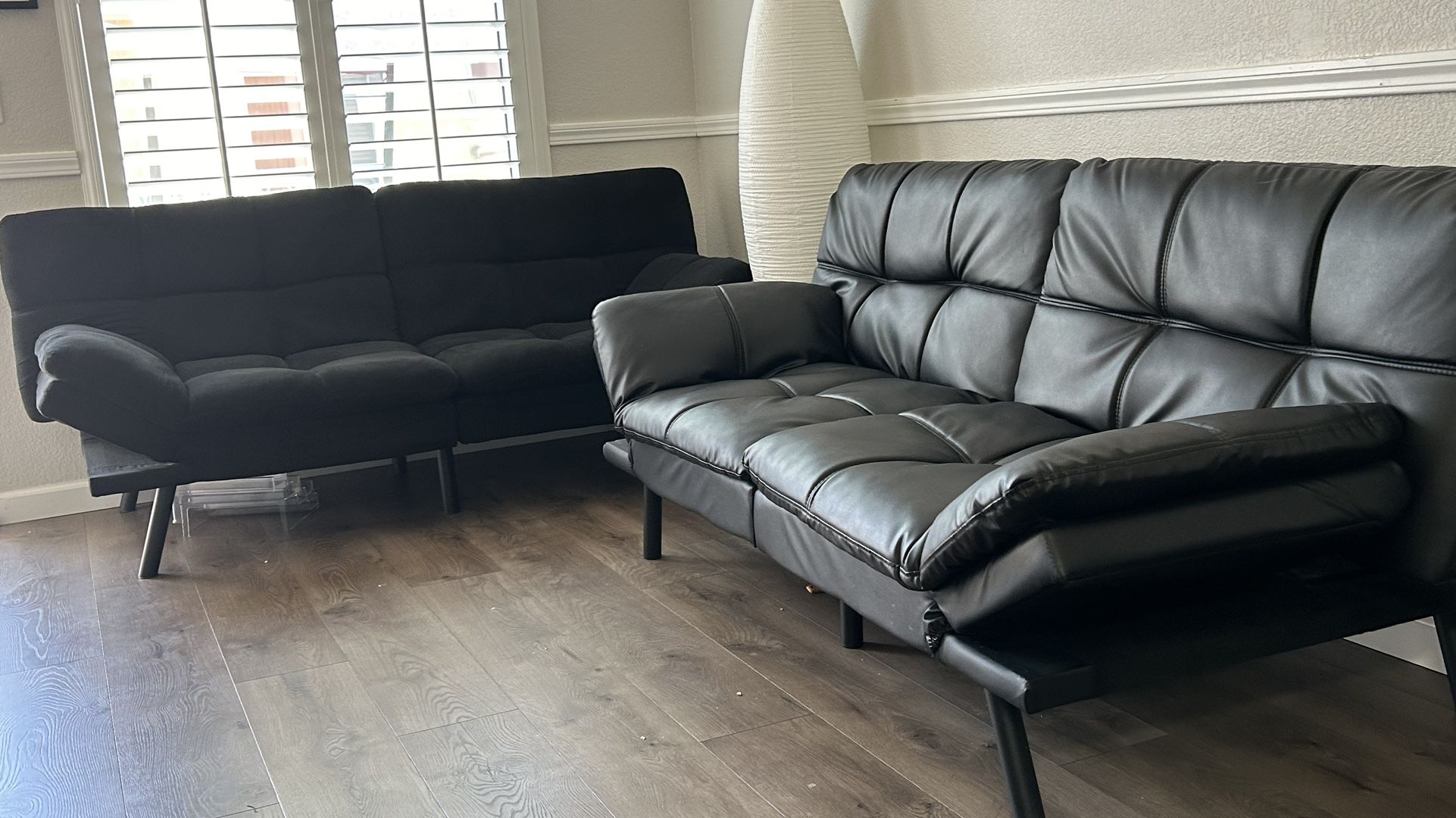 2 x Sofa on sale (1 Leather, 1 Suede)