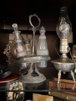 Antique Victorian Cruet Set • Original Glass & Stand • Multi-Generation Family Heirloom