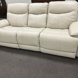 Cream Leather Recliner Sofa