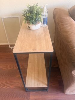 Industrial Side Table with Bottom Shelf