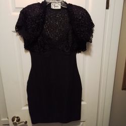 Tadaski Black Cocktail Lace Dress & Jacket  - Size L