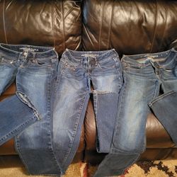 3 Pairs American Eagle Jeans Size 2 Kick Boot