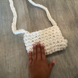 Handmade Crochet White Bag W/ Glitter