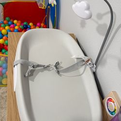 Skip Hop Baby Changing Pad Nursery Style Wipe-Clean Contoured with Cushioned Foam, Non-Skid Base, Built-in Safety Belt & Tuck-Away Toy Bar Fits Standa