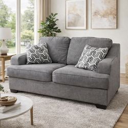Modern Gray Loveseat Sofa – Clean & Comfortable – 64” Wide