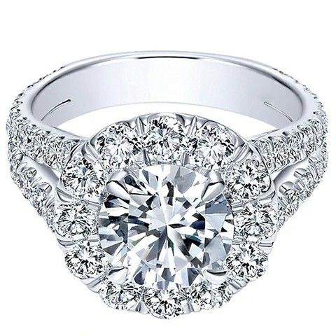 Engagement Double Layer Round CZ Bridal Wedding Ring for Women, L506