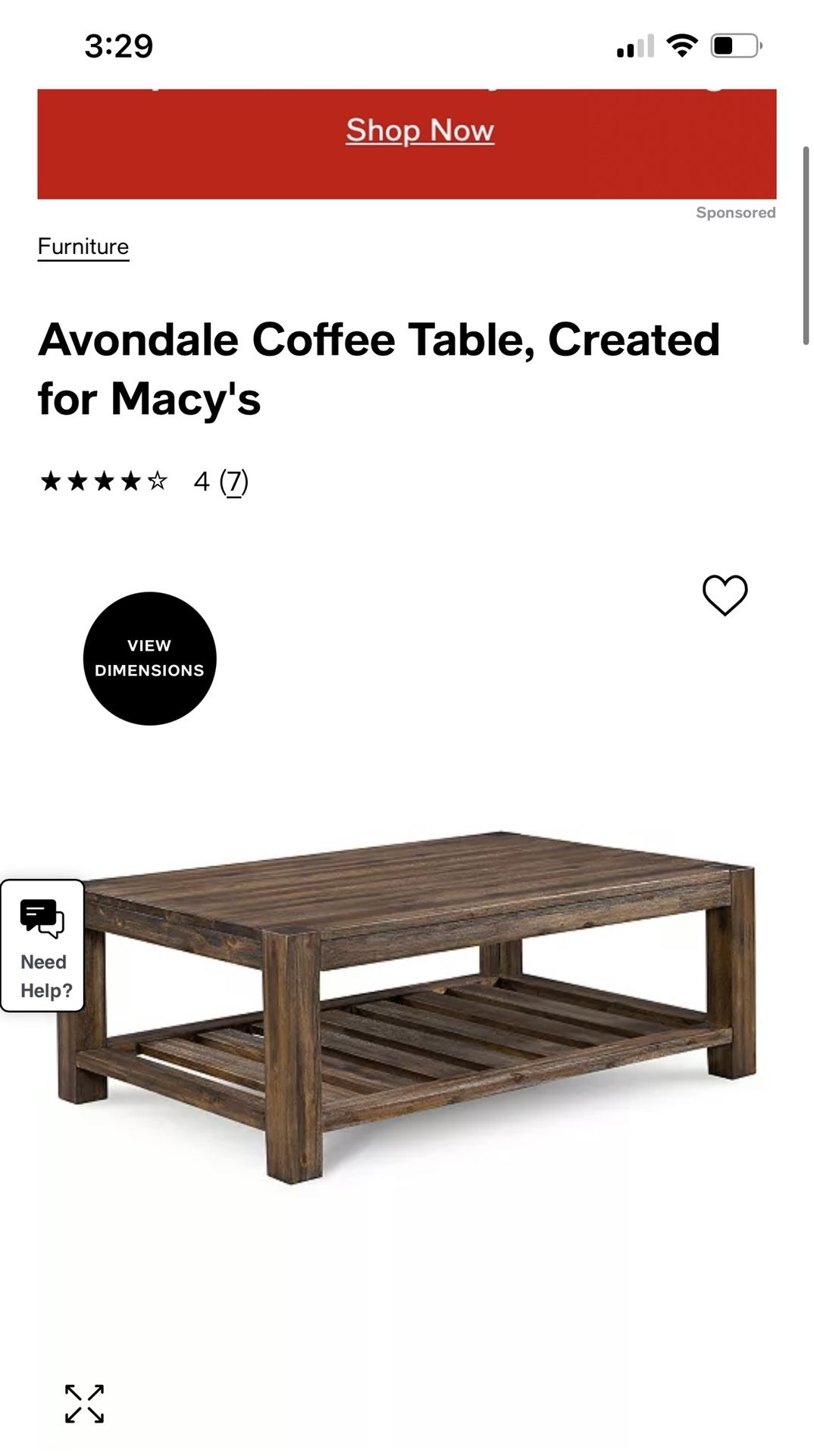 Macys Avondale Coffee Table & Side Table
