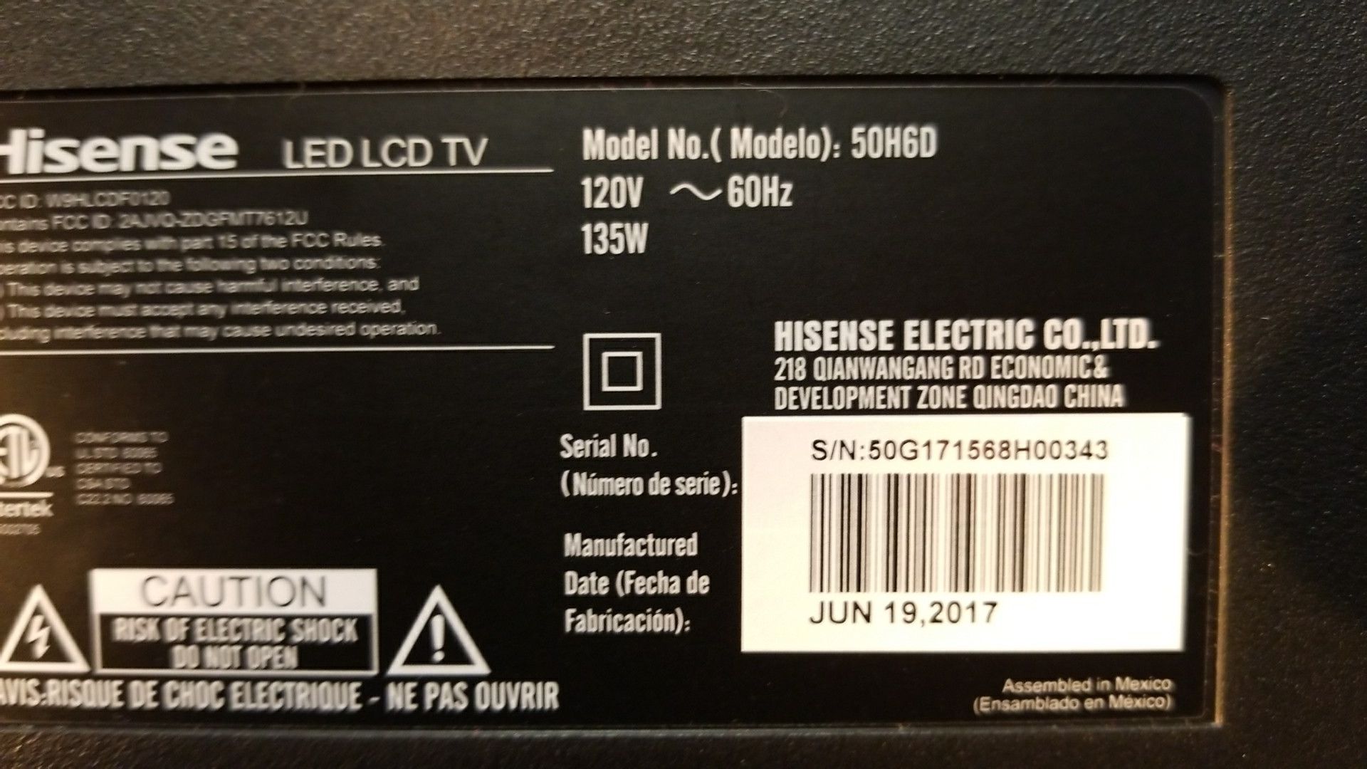 50" Hisense SMART TV 50H6D