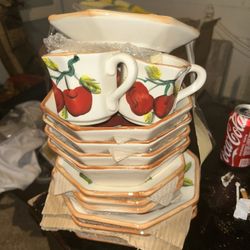 Cast Iron Skillet cups, and plate sets