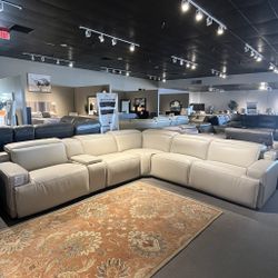 6PC Leather Power Reclining Sectional