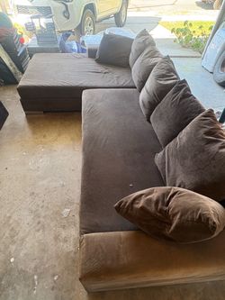 Two Piece Brown Sectional Sofa